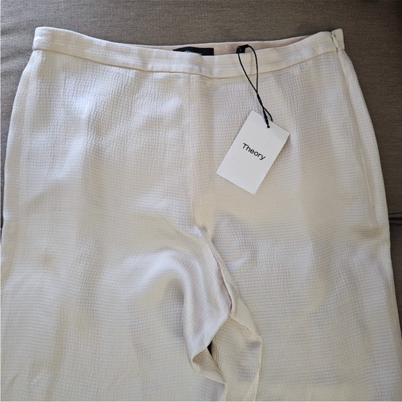 Theory PJ pants size 4  cream wide leg pajama hammered viscose - Picture 3 of 14